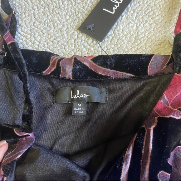 NWOT Lulus I Love You Amore Black Floral Velvet Tiered Maxi Dress - Picture 4 of 10